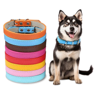 কেনা বাদামী হলুদ বেগুনি গোলাপী চামড়া কুকুরের কলার ব্যক্তিগতকৃত চামড়া বিচ্ছিন্ন বিড়ালের কলার অনলাইনে উৎপাদন