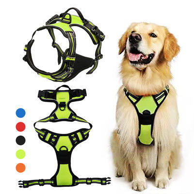 কেনা Neoprene Reflective Dog Harness Set No Pull Collar And Leash কাস্টম হাই ভিস কুকুর হারনেস অনলাইনে উৎপাদন